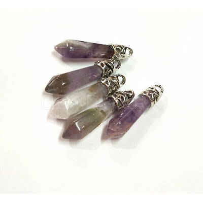 Natural Amethyst Pointed Pendants G-P309-03-1