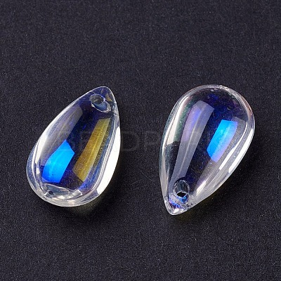 Electroplate Glass Charms EGLA-L014-06-1