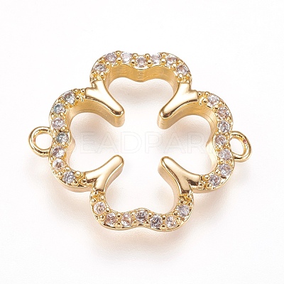 Brass Micro Pave Cubic Zirconia Links ZIRC-K073-09-01G-1