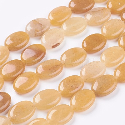 Flat Oval Gemstone Natural Topaz Jade Stone Beads Strands G-S113-06-1