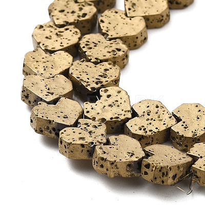 Electroplated Natural Lava Rock Beads Strands G-Q1009-G01-01G-1