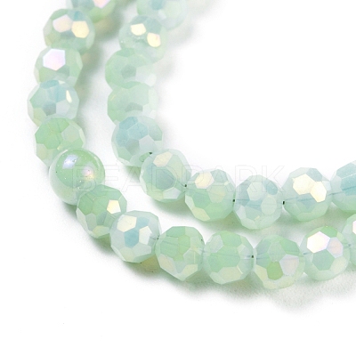 Round Full Rainbow Plated Faceted(32 Facets) Electroplate Glass Beads Strands X-EGLA-J130-FR17-1