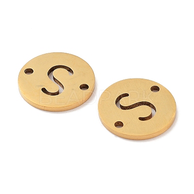 PVD Vacuum Plating 201 Stainless Steel Hollow Flat Round Links FIND-R149-03S-G-1