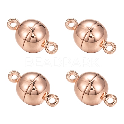 Rack Plating Brass Magnetic Clasps with Loops LS-KK-F801-02B-RG-1