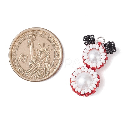 Glass Seed Beaded Snowman Pendants PALLOY-MZ00888-03-1