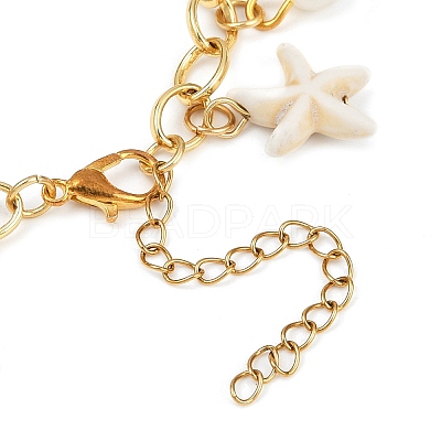Dyed Synthetic Turquoise Starfish Charm Bracelets BJEW-JB11642-01-1