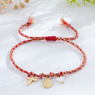 Religion Brass & Natural Shell Charm Bracelets KR4902-1-1
