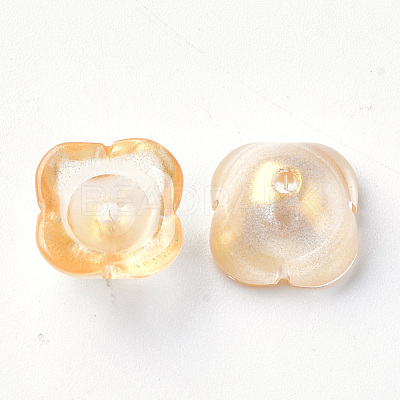 4-Petal Transparent Spray Painted Glass Bead Caps GGLA-S054-009B-01-1