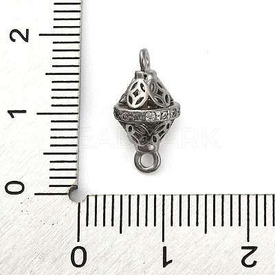 Brass Micro Pave Clear Cubic Zirconia Hollow Bicone Connector Charms KK-A230-05E-P-1