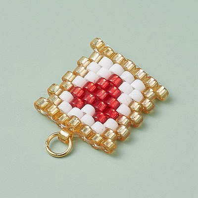 Beaded Rectangle with Heart Charms PALLOY-MZ00442-1