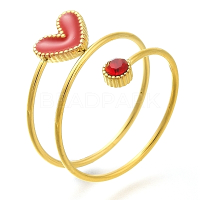 Ion Plating(IP) 304 Stainless Steel Micro Pave Cubic Zirconia Finger Rings for Women RJEW-U013-11G-03-1