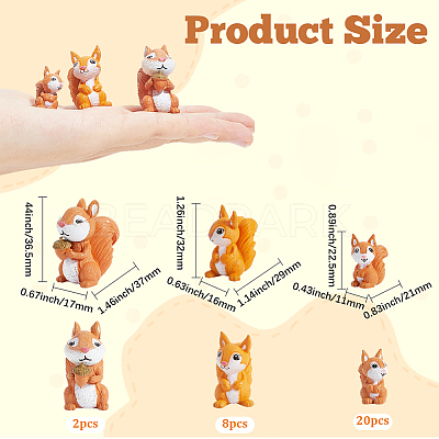 30Pcs 3 Styles PVC Plastic Squirrel Miniature Ornaments DJEW-SP0001-26-1