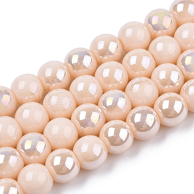 Electroplate Opaque Glass Beads Strands GLAA-T032-P6mm-AB09-1