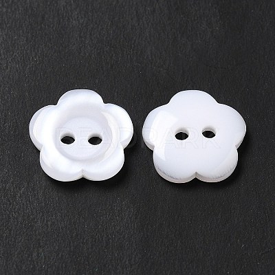 White Flower Resin Buttons X-RESI-D031-15mm-01-1
