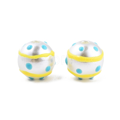 Spot Pattern Opaque ABS Plastic Imitation Pearl Enamel Beads KY-G020-02D-1