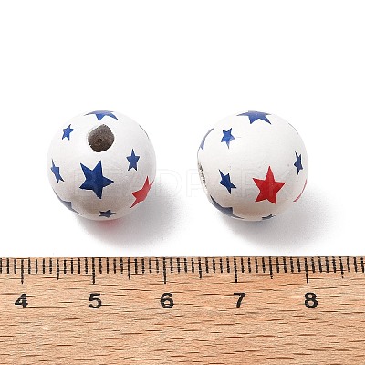 Independence Day Themes Wood European Beads WOOD-I014-01D-1