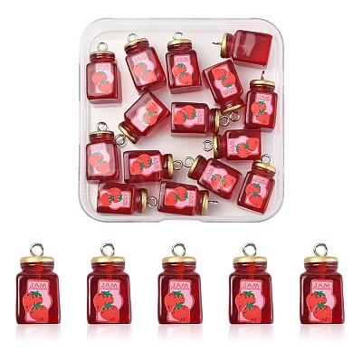 15Pcs Strawberry Jam Resin Pendants RESI-FS0002-15-1