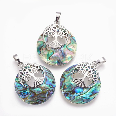 Natural Paua Shell Pendants G-F573-D04-1