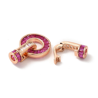 Rack Plating Brass Pave Cubic Zirconia Fold Over Clasps KK-Q772-29RG-01-1