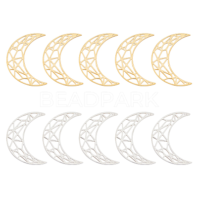 12Pcs 2 Colors 201 Stainless Steel Filigree Joiners Links STAS-DC0014-36-1
