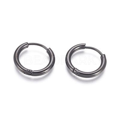 304 Stainless Steel Huggie Hoop Earrings EJEW-F111B-17mm-B-1