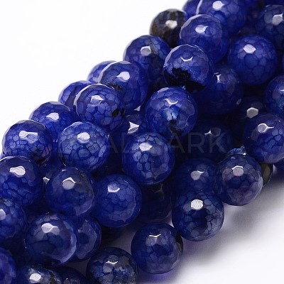Dyed Natural Agate Faceted Round Beads Strands G-E320E-8mm-08-1