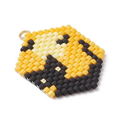 Hallowen Theme Glass Seed Beaded Pendants PALLOY-MZ00873-03-1