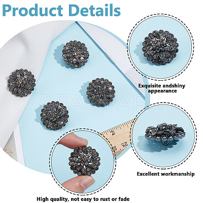 4Pcs 1-Hole Alloy Glass Shank Buttons FIND-DR0002-01B-1