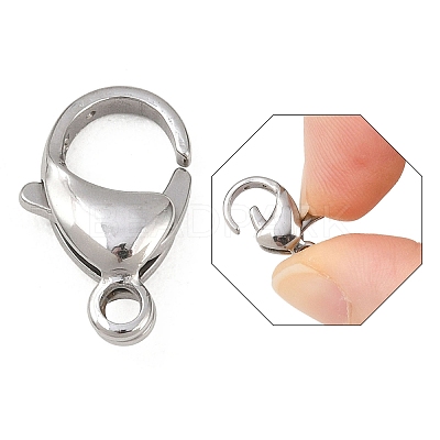 Tarnish Resistant 304 Stainless Steel Lobster Claw Clasps STAS-G035-I-1