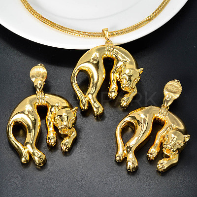 Brass Stud Earrings & Pendant Necklaces Sets for Women FS-WGDC970-01-1