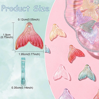 24Pcs 6 Colors Transparent Spray Painted Glass Pendants GLAA-FS0001-90-1