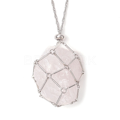 304 Stainless Steel Macrame Pouch Empty Stone Holder Necklace Making NJEW-JN05238-03-1