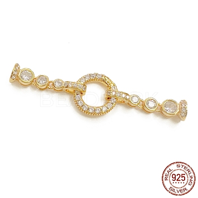 925 Sterling Silver Micro Pave Clear Cubic Zirconia Fold Over Clasps STER-P054-08G-1