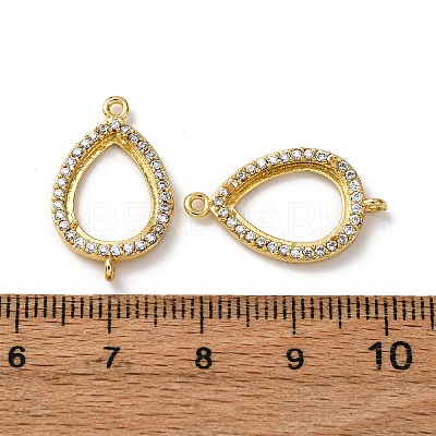 Teardrop Brass Micro Pave Clear Cubic Zirconia Connector Cabochon Settings KK-NH0007-01G-1