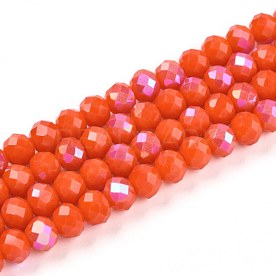 Electroplate Opaque Solid Color Glass Beads Strands EGLA-A044-P6mm-L03-1-1