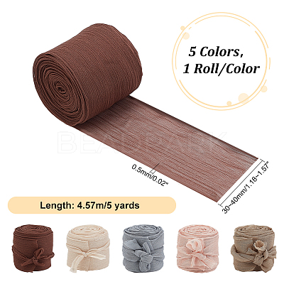 5 Rolls 5 Colors Polyester Ribbon OCOR-PH0002-74-1