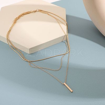 Alloy 3 Layer Necklaces for Women WG9523E-01-1