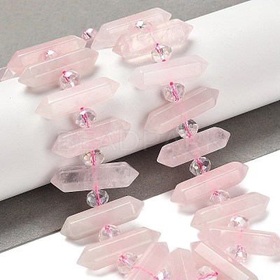 Natural Rose Quartz Double Terminated Point Beads Strands G-H069-B17-01-1