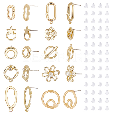 40Pcs 10 Style Alloy Stud Earring Findings FIND-PH0008-36-1