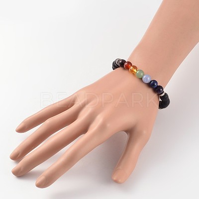 Natural Lava Rock Beaded Stretch Bracelets X-BJEW-JB02184-05-1