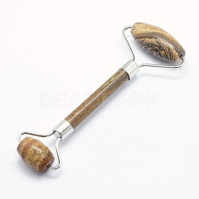 Natural Picture Jasper Brass Face Massager MRMJ-G009-13P-1
