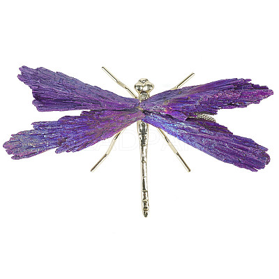 Electroplate Natural Tourmaline Insect Dragonfly Figurine PW23052281268-1