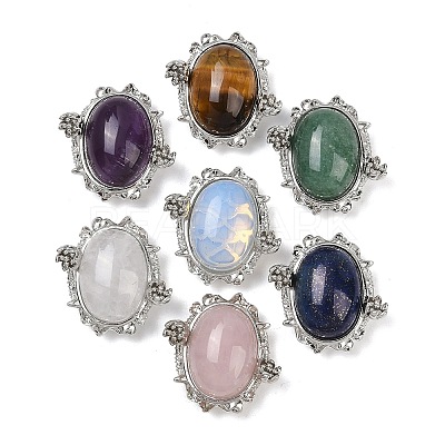 Natural & Synthetic Gemstone Oval with Flower Multi-Strand Links G-G291-03P-1