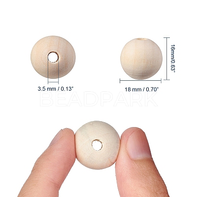 Natural Unfinished Wood Beads WOOD-S651-18mm-LF-1