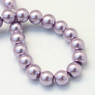Baking Paint Pearlized Glass Pearl Round Bead Strands HY-Q330-8mm-44-1