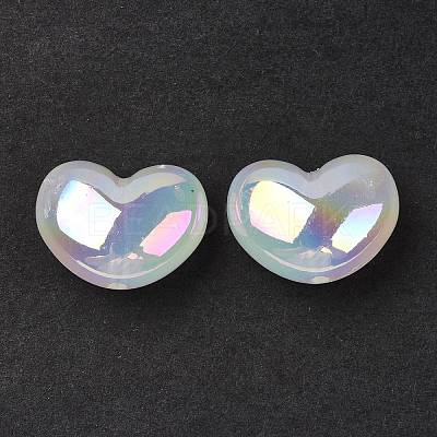 UV Plating Rainbow Iridescent Acrylic Beads OACR-H015-02-1