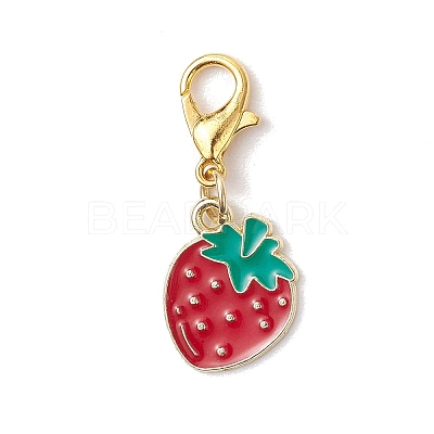 9Pcs Fruits Alloy Enamel Pendant Decorations HJEW-JM03908-1