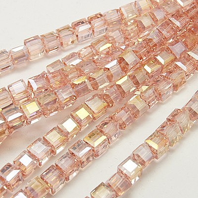 Electroplate Glass Beads Strands EGLA-D018-8x8mm-69-1