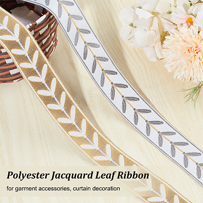 12M Polyester Jacquard Leaf Ribbon OCOR-OC0001-46C-1