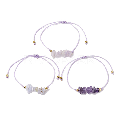 3Pcs 3 Styles Gemstone Braided Bead Bracelets BJEW-JB11146-05-1